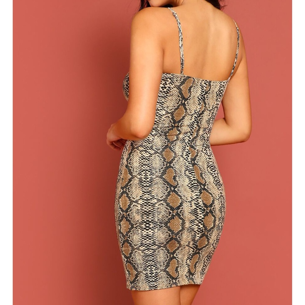 Snakeskin Print Bodycon Cami Mini Dress - Picture 2 of 6